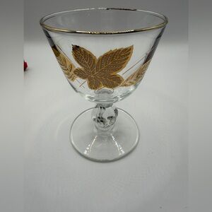 Vintage Libbey Glass Gold Leaves Champagne/Sherbet Glasses set of 5